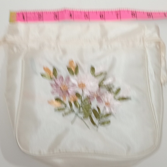 Women's Bucket Bag Purse Drawstring Cream Ivory Bridal Flower Girl Formal Summer - Picture 6 of 7